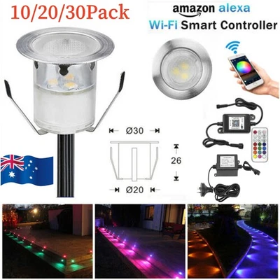 10-30x 30mm Multicoloured Smart WIFI LED Decking Lights Outdoor Garden Lamp IP67 - Image 1 of 4