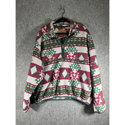 Vintage Woolrich Aztec Fleece Pullover Sweater Herren XL Quarter Zip Fleece Outdoor - Bild 1 von 4