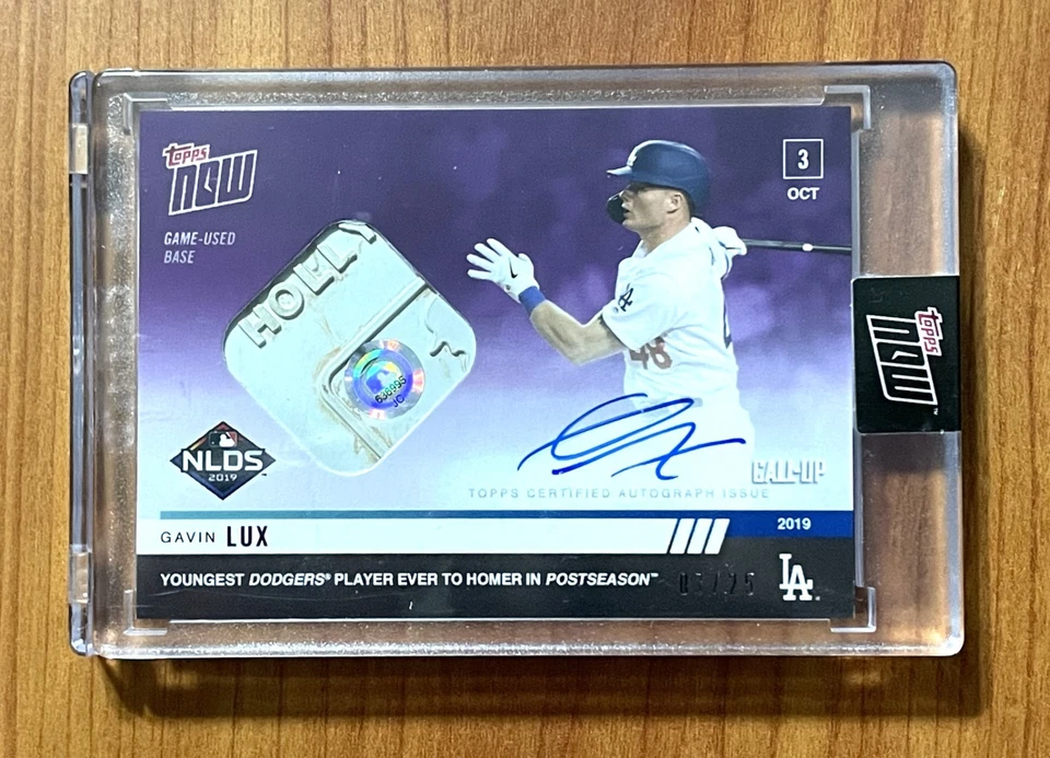 2019 Topps Now, NLDS, Gavin Lux Autographed Relic Card, #949C, 07/25 - Image 1 of 2