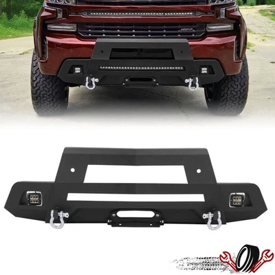For Chevy Silverado 1500 2019-2022 Front Bumper w/Winch Plate and LED Lights New Foto 1 de 4