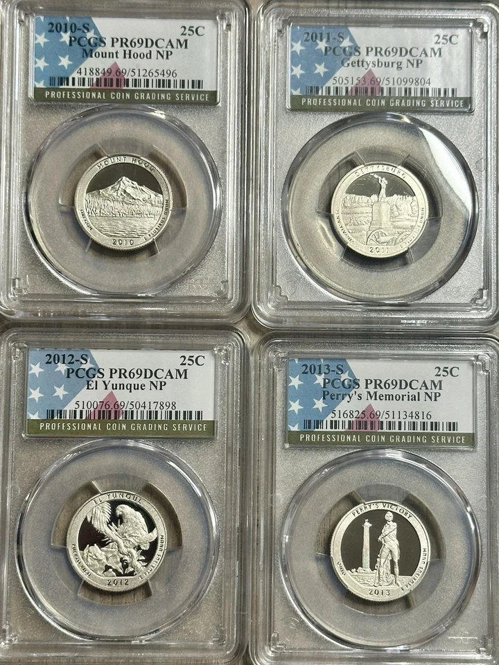 2010-2013 "S" 4 Coin Clad PCGS 69 DCAM Proof ATB National Park Quarter Set 🇺🇸 - Image 1 of 4