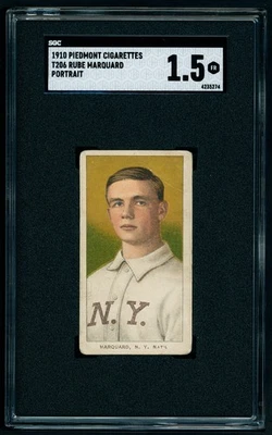 ⚾️ Retrato Piamonte 1909-11 T206 - Rube Marquard (HOF) - SGC 1.5++ Centrado Foto 1 de 3