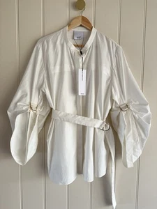 Acler Dudley Shirt Top Size 14 Ivory 3/4 Sleeve Button Up - Picture 1 of 4