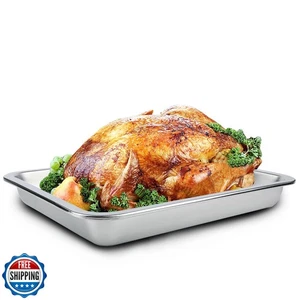 DOLAMOTY BBQ Stainless Steel Roasting Pan, Drip Pan for Big Green Egg, Smokin - Picture 1 of 5