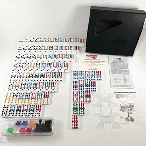 Vintage Puremco Mexican Train Dominoes Double 12 In Leatherette Case- Read - Picture 1 of 11