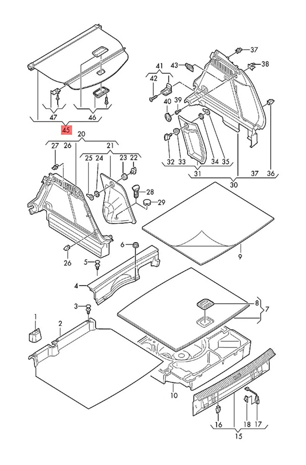 Cubierta persiana original AUDI Q3 RSQ3 para compartimento de equipaje negra 8U0863553B94H Foto 1 de 1