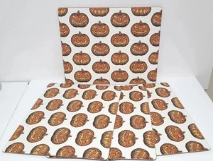 Pottery Barn S/4 Jack O Lantern HardMats 16" NIB Halloween Pumpkin Holiday - Picture 1 of 5