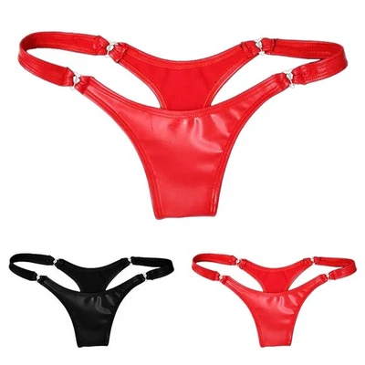 Bragas Calzoncillos Tanga Ropa Interior Lencería Mujeres PVC Cuero Tanga Cómodo Foto 1 de 4