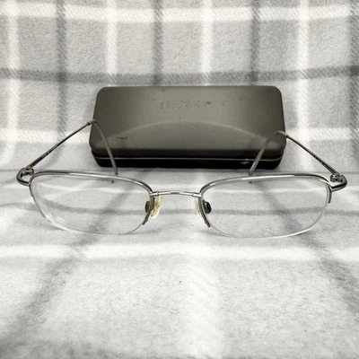 Flexon by Marchon 607 Silver Half Rim Eyeglasses Frame 51-20-145 With Case - Image 1 of 4