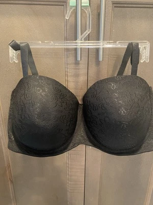 Sujetador de encaje negro fucsia de Secret con aros de encaje negro nuevo con etiquetas 5 formas de usar 44DD Foto 1 de 4