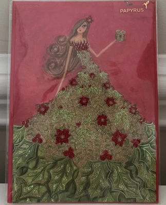 Papyrus Poinsettia Party Girl Holiday Card New In Sealed Packaging With Envelope - Image 1 of 4