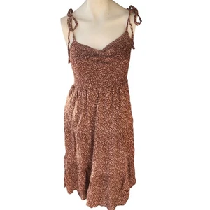 Madewell Lucie Midikleid mit Bindeband Stufen Damen Gr. M Boho Bauern Microfloral - Bild 1 von 5