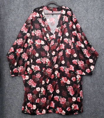 Torrid Robe Womens 5 6 US 5X 6X Plus Black Sleepwear Floral Kimono Duster Wrap - Image 1 of 4