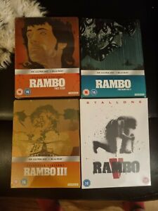 Rambo collection 4k Steelbooks 3x sealed 1,3,5 ,2nd & 4rth on blu ray unsealed