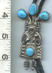 NATIVE AMERICAN KACHINA BOLO SIGNED LARGE STERLING JEWELRY JASON LIVINGSTON? - Picture 1 of 7