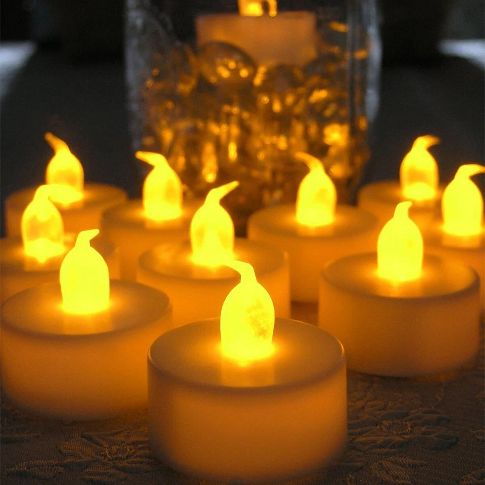 Velas LED sin llama realistas efecto parpadeante luz de té decoración de bodas fiestas Foto 1 de 4