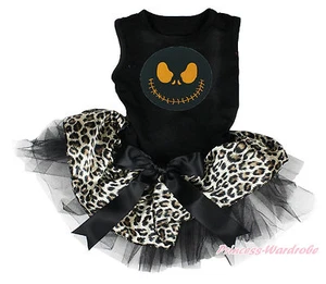 Halloween Nightmare Christmas Jack gonna leopardata nera pezzo unico animale domestico cane vestito - Foto 1 di 1