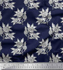 Soimoi Velvet Fabric Leaves & Floral Block Print Sewing Fabric Metre-Ned