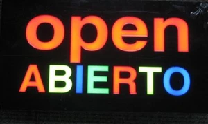 Lighted LED Window Sign ABIERTO SHOP RESTAURANT Non Neon Display 17"x 9" Open - Picture 1 of 2