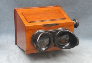 ANTIGUO VISOR ESTÉREO DE DIAPOSITIVAS/TARJETAS UNIS FRANCIA MADERA 9X12 - Imagen 1 de 5