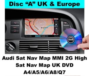 Audi Sat Nav Map MMI 2G High Map UK DVD A4/A5/A6/A8/Q7 - UK & Europe 2019 disc A - Picture 1 of 4