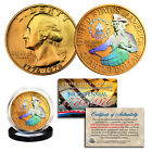 1976 Dwusetna rocznica Oryginalna moneta kwartalna USA 24-karatowe pozłacane pryzmat hologram combo