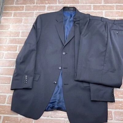 Calvin Klein Suit Men 44L/35W 32L ACT 47L Blue  Pinstripe Career Wool Canada - Image 1 of 4