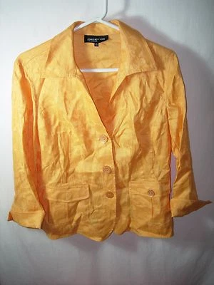 WOMENS ORANGE 100% LINEN JONES NEW YORK BLAZER JACKET CAREER TOP SIZE 10 42" - Image 1 of 4