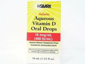 Silarx Infants Aqueous Vitamin D Oral Drops Supplement 10mcg/mL 50 mL Pack of 2 - Picture 1 of 4