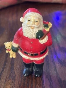 Kleiner Weihnachtsmann mit Spielzeug und Tasche mit Geschenken Figur 3 Zoll - Bild 1 von 2