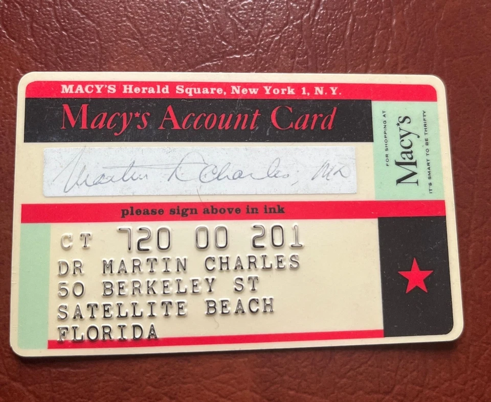 Vtg Macy's Account Card 1964's - 1968  Collectors Credit Card - Herald Square - Image 1 of 2