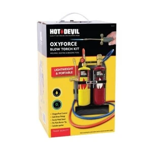 Hot Devil Oxy Force Blow Solid Brass Fittings Torch Kit Metal Cylinder Stand - Picture 1 of 4