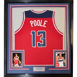 Framed Facsimile Autographed Jordan Poole 33x42 Red Reprint Laser Auto Jersey - Picture 1 of 2