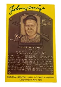Johnny Mize Yankees Signed Auto Baseball Hall Of Fame HOF Plaque PSA/DNA (B59) - Picture 1 of 2