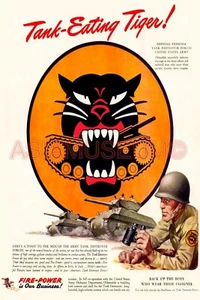 1942 Segunda Guerra Mundial EE. UU. TANQUE COMIENDO TIGRES BATALLA EJÉRCITO PROPAGANDA SOLDADO - Imagen 1 de 2