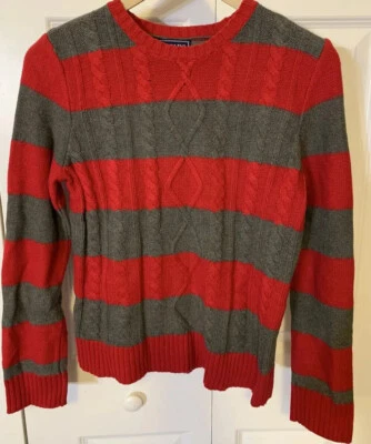 Suéter a rayas Chaps para mujer talla M rojo gris Foto 1 de 4