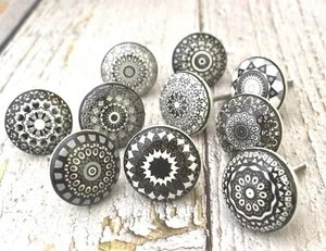 Black and White Ceramic Knobs Kitchen Cabinet Drawer Knobs Hardware Set of 10 - Picture 1 of 5