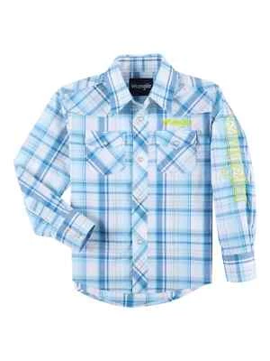WRANGLER BOY'S LONG SLEEVE BOLD PLAID WESTERN SNAP SHIRT - Image 1 of 2