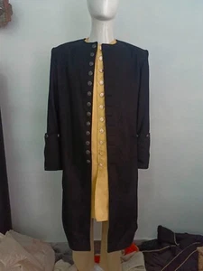 New Men's Brown 18th Century Gentleman's Wool Victorian Frock Coat & Golden Vest - Picture 1 of 9