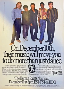 1988 Magazine Advertisement Human Rights Now Tour Dylan Springstein Sting - Picture 1 of 2