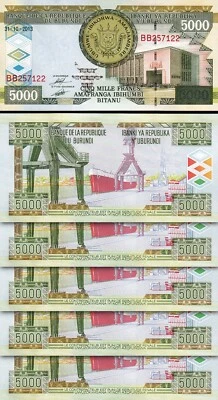 Burundi 5000 Francs 31-10- 2013, UNC, 5 Pcs LOT, Consecutive, P-48c - Image 1 of 4