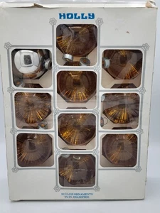 Vtg Holly Ornaments American Made Glass Set Of 10 #258/10  Retro Holiday - Picture 1 of 6