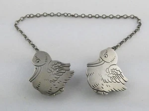 Webster Sterlingsilber Pelikan Vogel Baby Lätzchen Halter Kettenschutz 8 g 7,25 Zoll - Bild 1 von 15