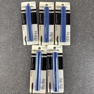 LOT (5) COVERGIRL PROFESSIONAL 3IN1 MASCARA STRAIGHT BRUSH #210 BLACK BROWN - Picture 1 of 3