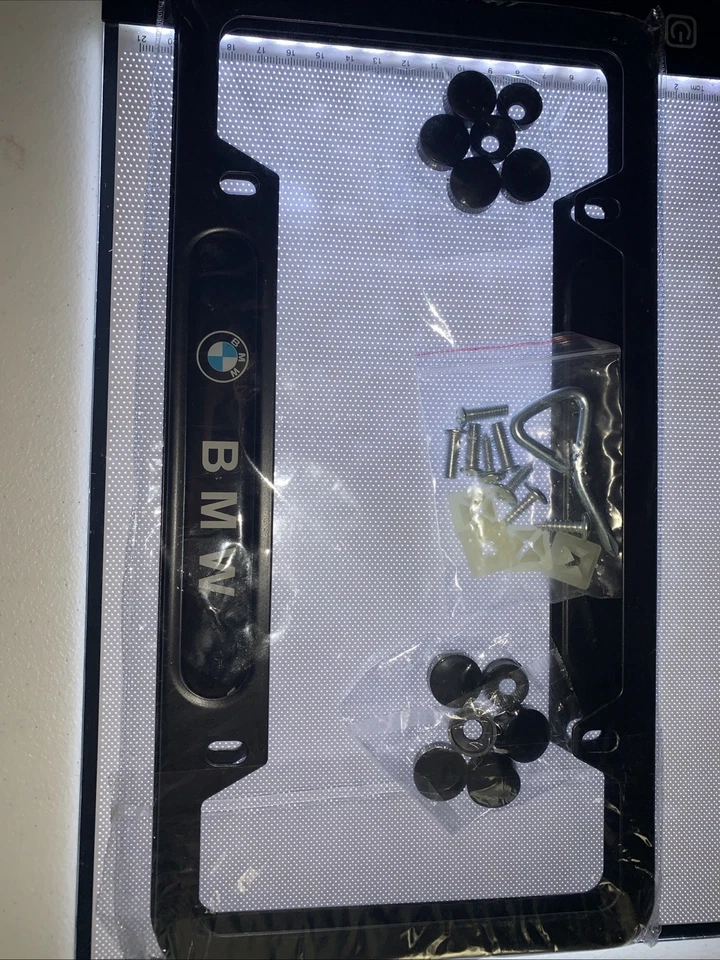2 PCS Front Back Black BMW License Plate Frame  Mounting Hardware Included - Image 1 of 1