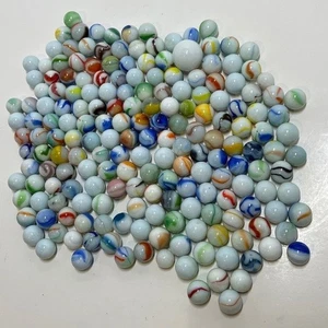 190+ Vintage Milk Glass Marble Lot Beautiful Unique Swirls Multi Coloured Solid - Picture 1 of 16