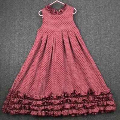 Vestido Persiguiendo Luciérnagas Niñas Talla M Granate Rojo Malva Polk A Dot Cottagecore Foto 1 de 4
