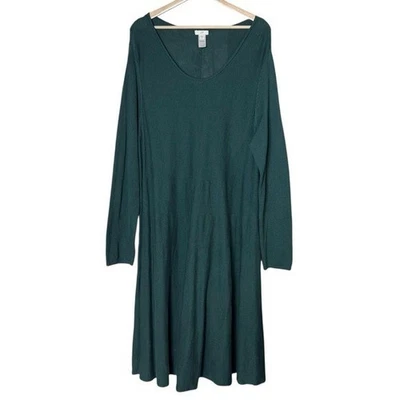 Vestido J. Jill Tejido Mezcla Yak Línea A Cambio Hasta la Rodilla Talla XLT Verde Lagenlook Foto 1 de 4