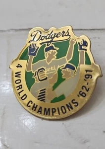 VTG Enameled Lapel Hat Pin Dodgers 4 World Champions 62-91 - Picture 1 of 4