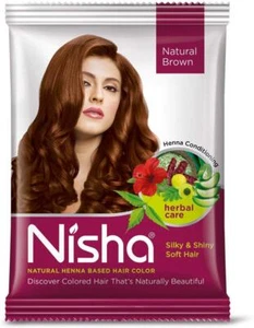 Nisha Natural Henna Based Hair Color Powder Conditioning -Pack- 10 Natural Brown - Picture 1 of 5